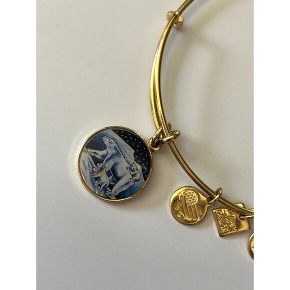 Alex and Ani 2015 Polar Bears Gold Bangle Bracelet - Picture 7 of 9